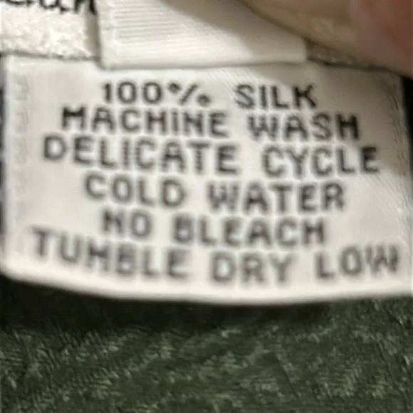 Citron Santa Monica Top Army Green Silk Asian Print Mandarin Collar Women’s M - Picture 13 of 15